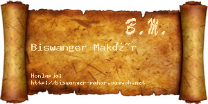 Biswanger Makár névjegykártya